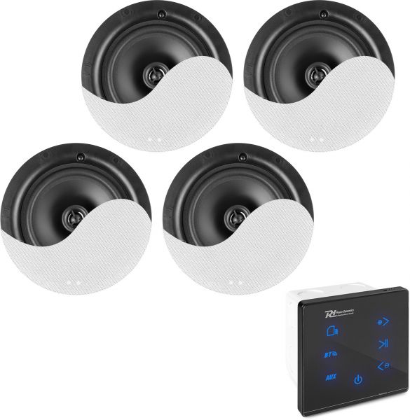Power Dynamics Powerline A100BSet Wandeinbau-Audio-Verstärker mit 4 Deckenlautsprechern
