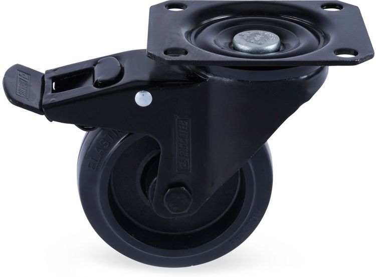 Riggatec Lenkrolle 100mm BLACK WHEEL, mit Bremse, schwarz