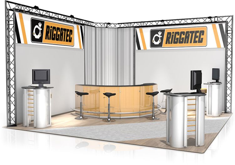 Messestand FD 23 - 4,7 x 4,7 x 3 m (LxBxH) - 22 m² RAL9005 - Schwarz - Seidenmatt