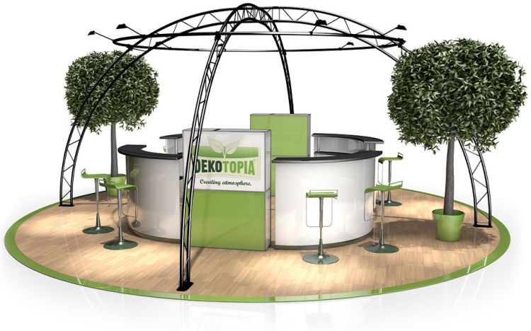 Messestand FD 22 - 6,5 x 6,5 x 3,0 m (LxBxH) - 34 m² RAL9005 - Schwarz - Seidenmatt