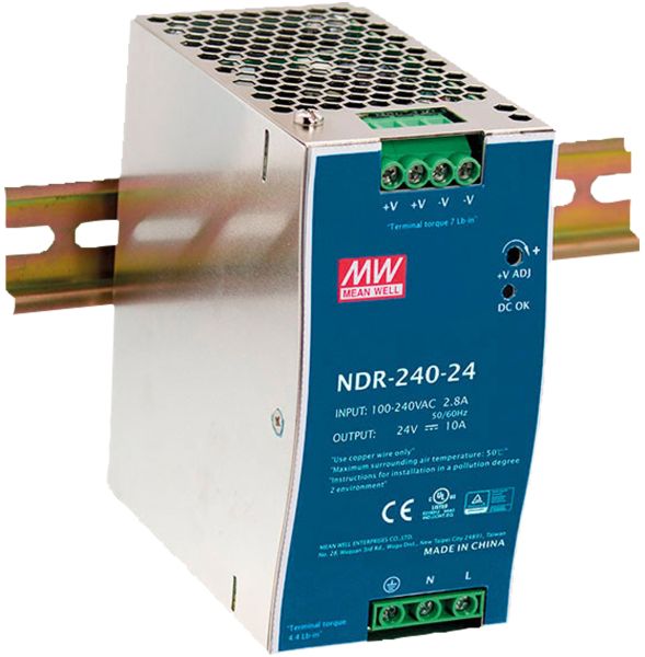 Meanwell DIN Rail Power Supply 240 W/24 VDC Mean Well NDR-240-25