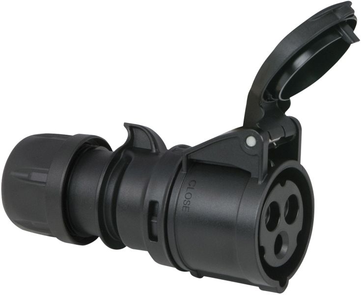 Showtec CEE 16A 240V 3p Stecker weiblich - Schwarz, Turbo Twist, IP44
