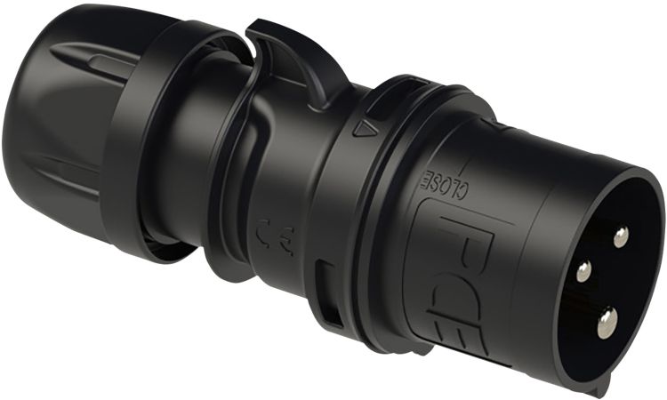 PCE CEE 32 A/240 V 3-P-Stecker schwarz - Serie SHARK