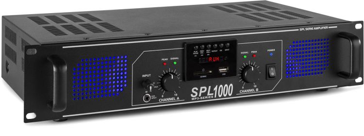 Skytec SPL 1000MP3-Verstärker blaue LED + EQ Schwarz