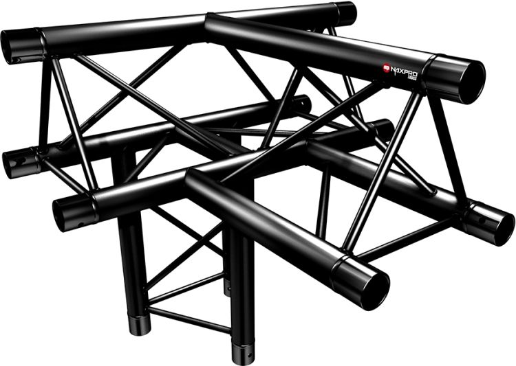 Naxpro-Truss FD 23 C43 90° 4 Weg Winkel RAL9005 - Schwarz - Seidenmatt