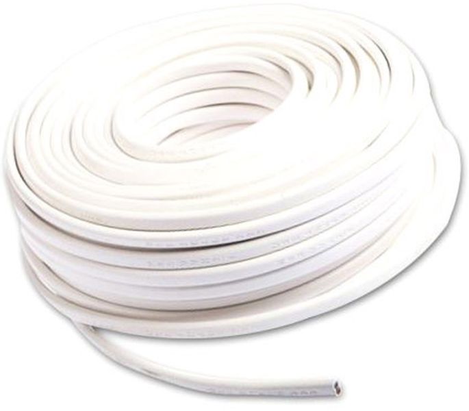 ISOLED Kabel 25m Rolle 2-polig 0.75mm² H03VVH2-F PVC Mantel weiß, VDE (nicht halogenfrei!), AWG18