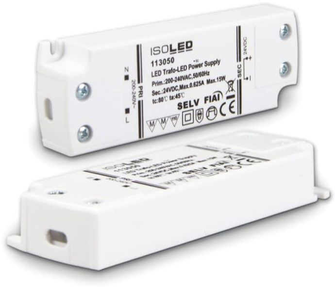 ISOLED LED Trafo 24V/DC, 0-15W, ultraflach, SELV
