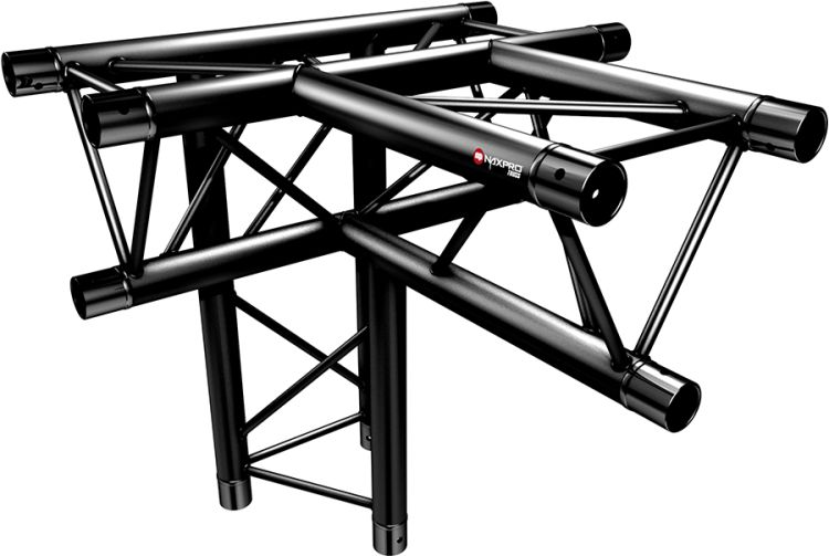 Naxpro-Truss FD 23 C42 90° 4 Weg Winkel RAL9005 - Schwarz - Seidenmatt