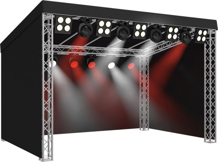 Naxpro-Truss Flachdach-Bühne FR06 -  6,00 x 4,00  x 3,36/4,01 m (BxLxH)