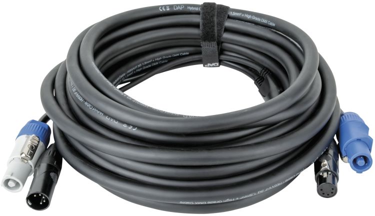 DAP-Audio FP21 Hybrid Cable - Power Pro & 5-pin XLR - DMX / Power 15 m, schwarze Ummantelung