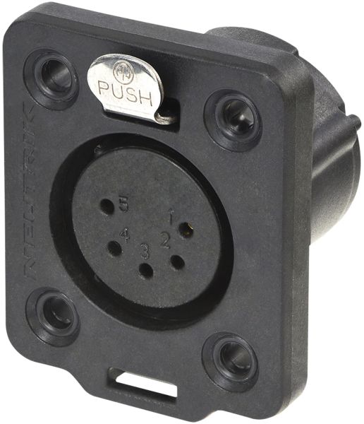 Neutrik XLR 5p. Chassis Female TOP - Goldkontakte, schwarzes Gehäuse