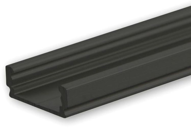 ISOLED LED Aufbauprofil SURF12 FLAT Aluminium schwarz eloxiert RAL 9005, 200cm