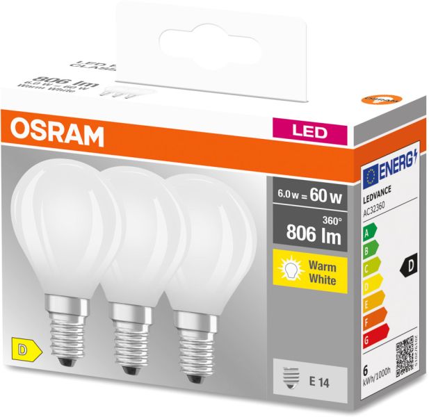 OSRAM BASE CLAS P 60 5.5 W/2700 K E14 3er Pack
