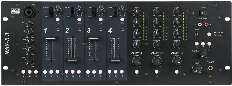 DAP IMIX-5.3 5 Kanal 3 Zonen Installations Rack Mixer