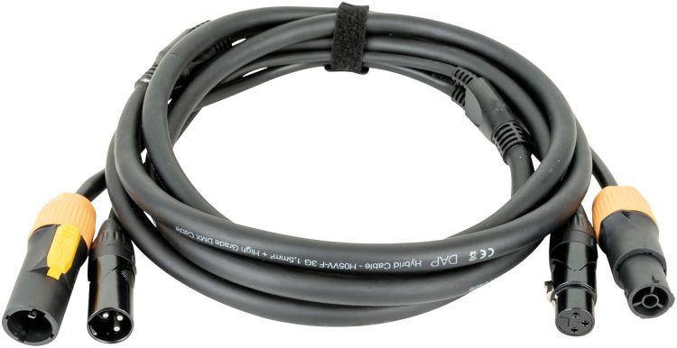 DAP-Audio FP22 Hybrid Cable - Power Pro True & 3-pin XLR - DMX / Power 6 m, schwarze Ummantelung