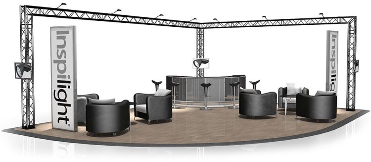 Messestand FD 24 - 8 x 6 x 3 m (LxBxH) - 48 m² 20 m² RAL9005 - Schwarz - Seidenmatt