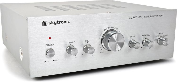 Skytronic AV400 Stereo-Verstärker Silber