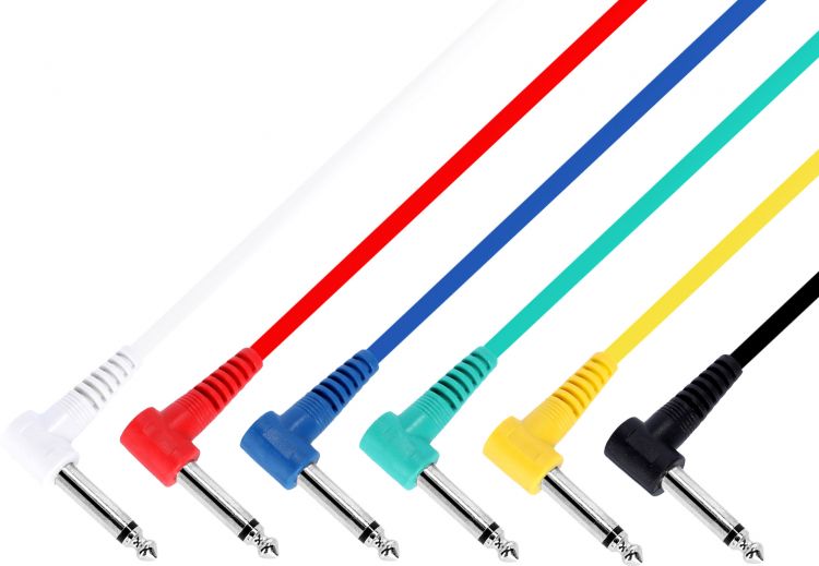Adam Hall Cables 3 STAR IRR 0030 SET - 6er Set Patchkabel 6,3 mm Winkelklinke mono 0,30 m