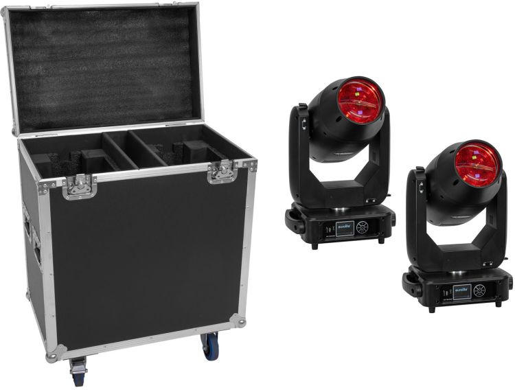 EUROLITE Set 2x LED TMH-S400 CMY Moving-Head + Case mit Rollen