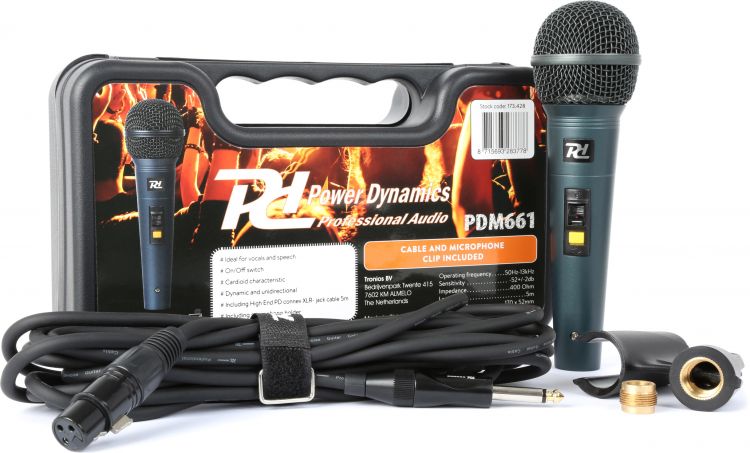 Dynamisches Gesangsmikrofon Power Dynamics PDM661 im Koffer