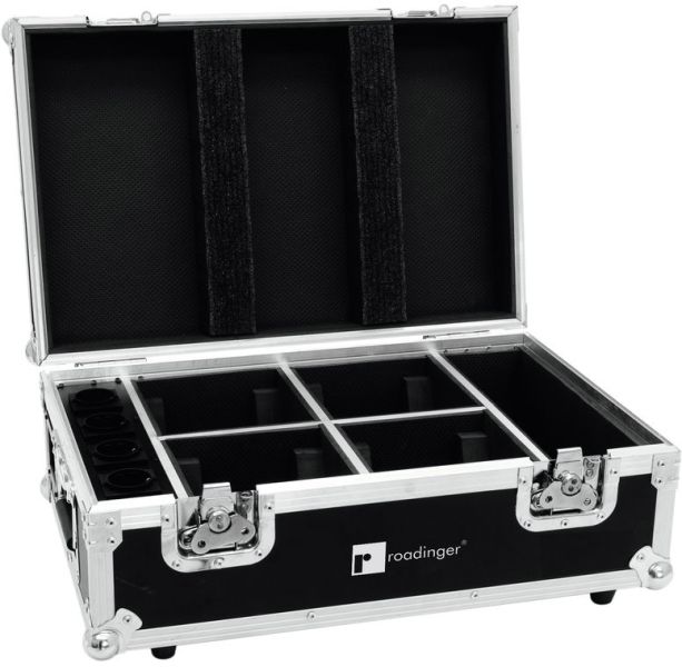 ROADINGER Flightcase 4x AKKU TL-3 Trusslight QuickDMX mit Ladefunktion