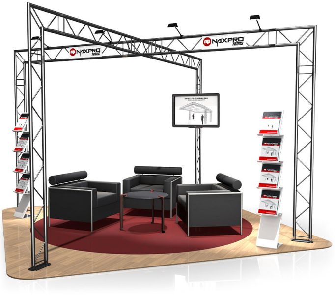 Messestand FD 22 - 4 x 4 x 2,5 m (LxBxH) - 16 m² RAL9005 - Schwarz - Seidenmatt