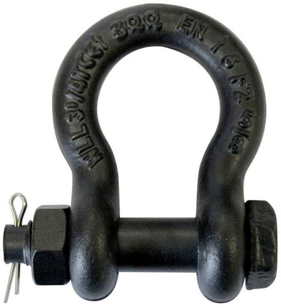Riggatec Schäkel mit Mutter und Splint, matt schwarz, 1/2“ 2 t