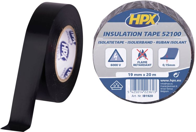 HPX PVC Insulation tape 52100 Schwarz, 19 mm / 10 m