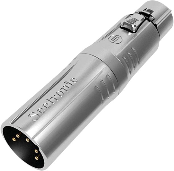 Seetronic XLR 5P male to XLR 3P female Goldkontakte - silberfarbenes Gehäuse